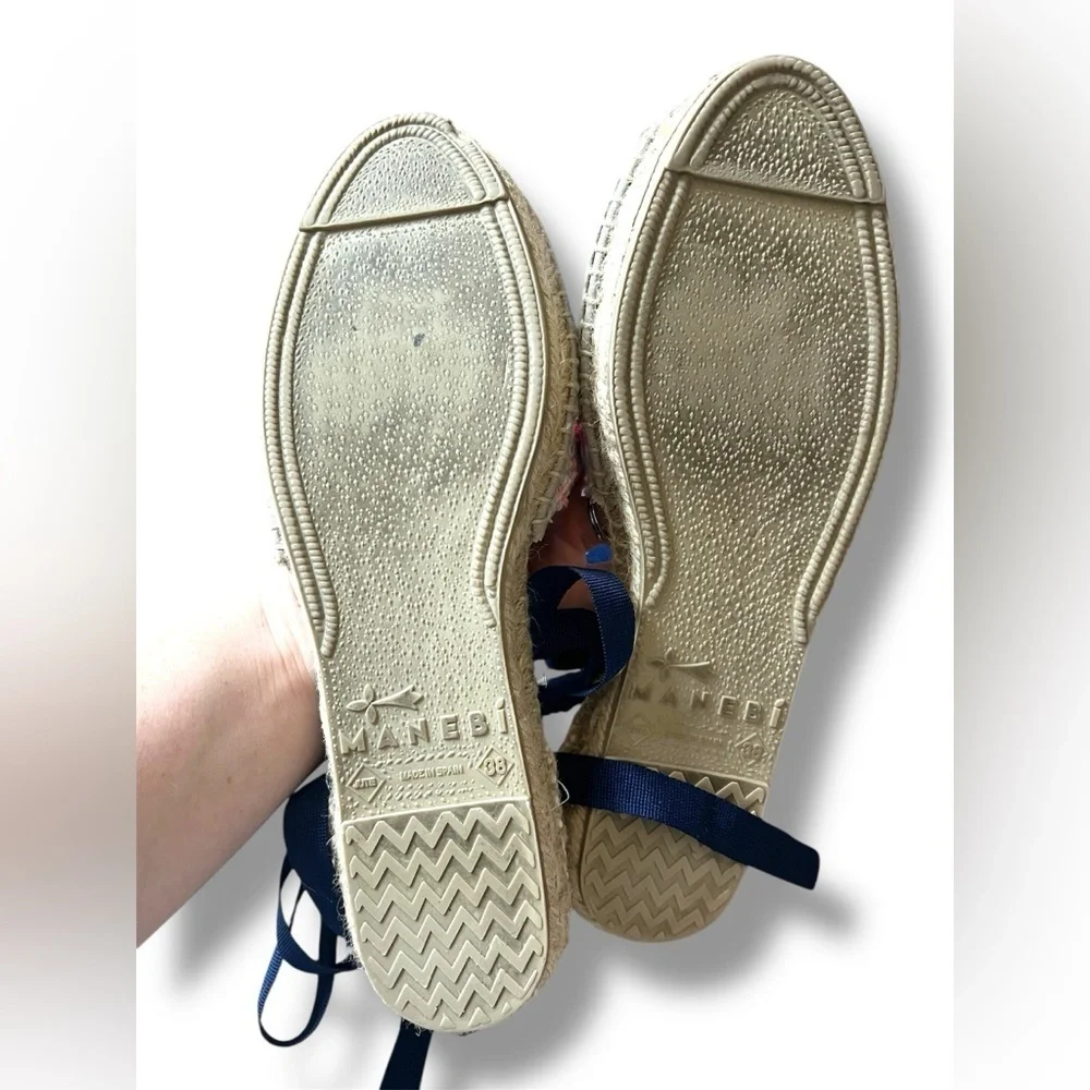 Manebi Striped Espadrille Wrap Sandals